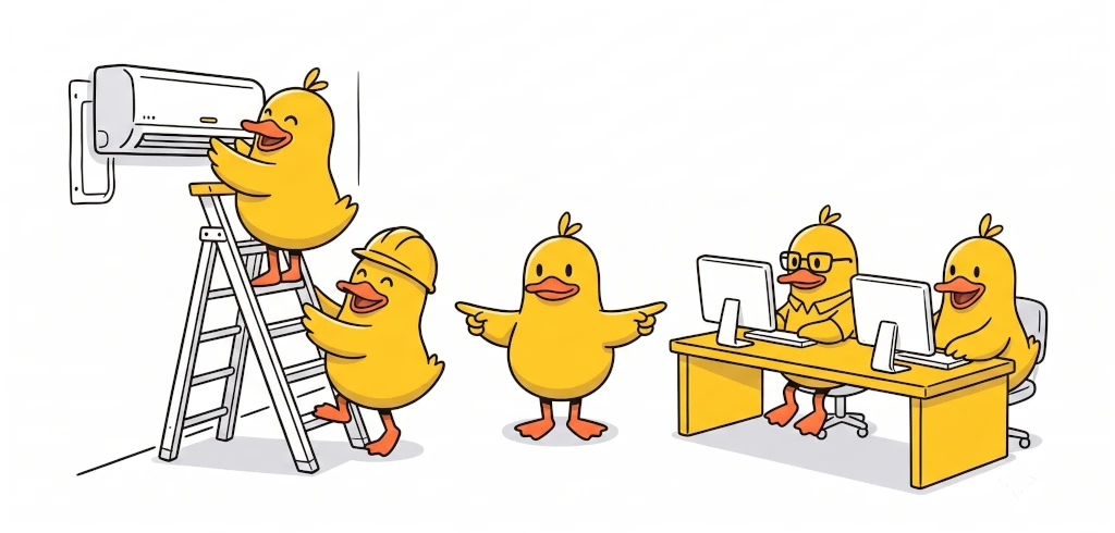 misterpato-ducklings-maintenance-vs-office